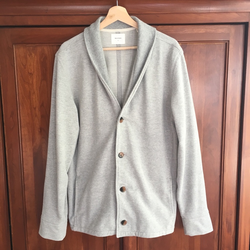 Billy Reid Elliot Shawl grey sweatshirt cardigan L